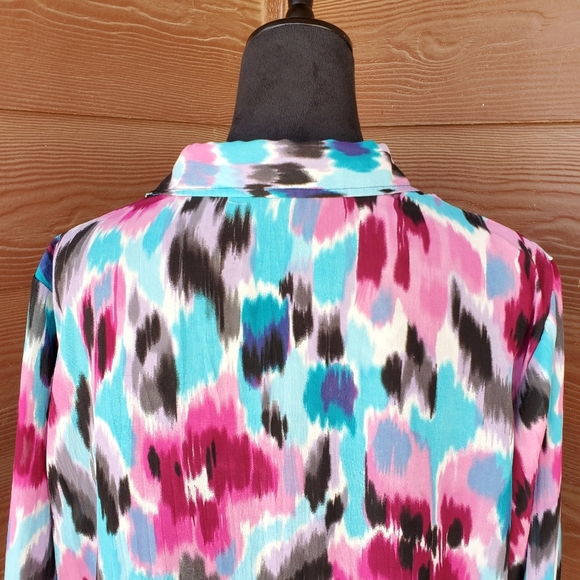 NY Collection Button Down Flowy Watercolor Floral Blouse Size XL EUC - Picture 10 of 14